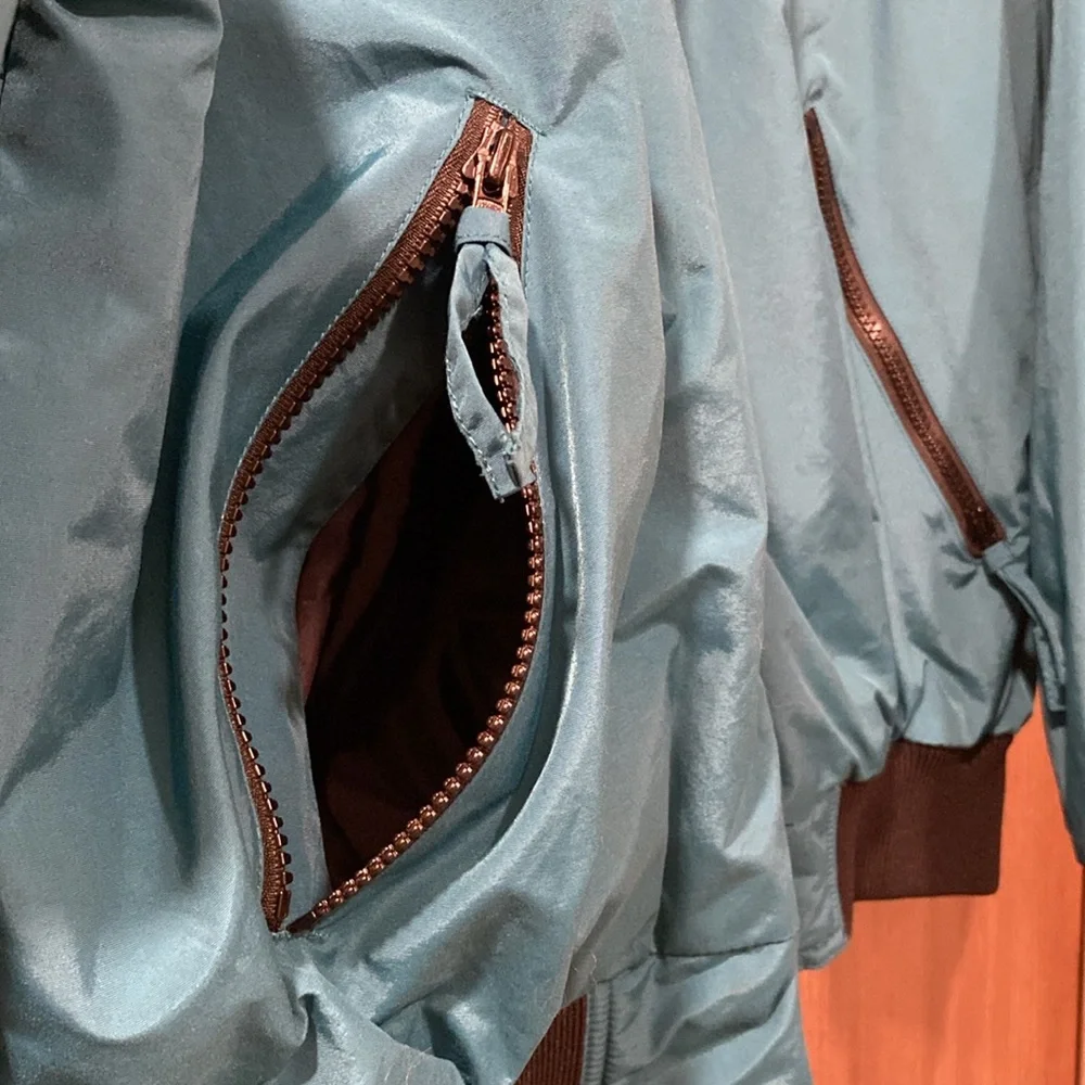 Uniforms To You (UTY)‎ Vintage Unisex Turquoise Nylon Bomber Jacket Size Medium
